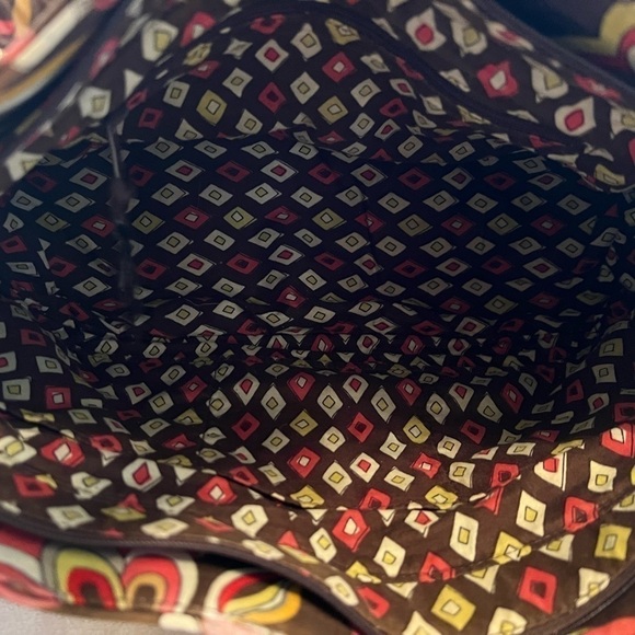 VERA BRADLEY Puccini 2008 Whitney Bag Brown Orange 2 Handle Zip Top Y2K Quilted - Picture 13 of 15